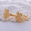 Bagues de cluster Wando Gold Couleur Bague Fleur Design Charm Style Pour Femmes Jaune Clair Plaqué Bijoux De Noël Cadeau