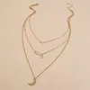 Anhänger Halsketten Minar Mode Gold Farbe Sicherheitsnadel Für Frauen Simulierte Perle Metall Mond Verbundene Kette Choker Halskette Geschenke