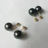 Kolczyki stadnina Real AU750 18K Złota Natura Tahitian Pearl Earring- Dobra jakość Tahiti 10-11 mm sól morska