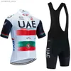 Cycling Jersey Sets New Gold UAE Cycling Set 2024 Maillot de l'équipe de cyclisme pour hommes Short de vélo 20D Pantalon Ropa Ciclismo Maillot Bicyc Vêtements Uniforme Q231107