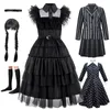 Sukienki dla dziewcząt w środę sukienka kostiumowa Addams na przyjęcie urodzinowe Dress Girl Girl Addams Costume Girls 230406