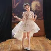 Girl's Dresses Flower Girl Dress Sequin Appliques Tulle Lace Ruched Sleeve Wedding Dress Girl's Birthday Princess Party Gown Ceremony Costume YQ2301106