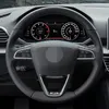 Steering Wheel Covers DIY Black Genuine Leather Suede Car For Seat Leon 5F 3 2013-2023 Ibiza 6J Tarraco Arona Ateca Alhambra