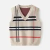 Hotsell Autumn Plaid Sweater Vests Kids Boys Sleeveless V-neck Knitted Sweater Tops Pullovers Toddler Autumn Outerwear
