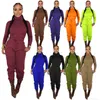 Kvinnors solid 2-delad träningsoverall höst vinterkläder vanlig sweatshirt byxor sportkläder hoodies leggings outfits ytterkläder bodysuits