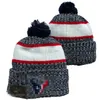 Men Knitted Cuffed Pom Houston HOU Bobble Hats Sport Knit Hat Striped Sideline Wool Warm Baseball Beanies Cap for Women A11