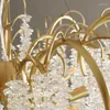 シャンデリア2023豪華な金色のガラスLEDライト天井リモコンハンギングペンダントランプの家の装飾ダイニングルームラストレス