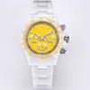 Mens Watches 43mm Red Watch Quartz Movement Wristwatch Sapphire Wristwatches Fashion Watch Ceramic Strap