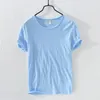 Camisetas masculinas Camiseta de algodão puro de verão para homens O-pescoço o-gola O sólido cor casual camiseta fina camisetas básicas de tamanho masculino de manga curta