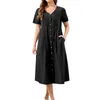 Robes décontractées Womens Cotton Dress Summer Long Cute For Women Straight Belted