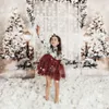 Girls Dresses Girlymax Christmas Winter Baby Milk Silk Santa Wine Tree Tutu Skirt Twirl Dress Knee Length Kids Clothing 230406