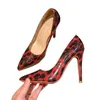Nowe czerwone sandały spiczasty damskie buty designerskie seksowne lampart do druku platforma buty lato moda wysokie obcasy
