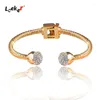 Bangle LEEKER Classic Cubic Zirconia Ball Open Bracelets For Women Rose Gold Silver Color Wedding Accessories Jewelry 141 LK6