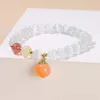 Natural White Cat Eyes Stone Peach Pendant Beaded Bracelets Women Korean Style Lucky Bead Rope Strand Bangles Design Jewelry