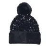 Caldo inverno più paillettes in velluto cappelli lavorati a maglia per le donne cappello a cuffia unisex elastico caldo berretto di lana hip-hop morbido berretto largo