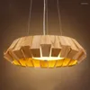 Pendelleuchten Holz Kronleuchter Nordic Wohnzimmer Schlafzimmer LED-Lampe Kreative Moderne Einfache Kunst Rund