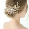 Pinces à cheveux, accessoires de mariage charmants, couleur or, fleur, feuille, peigne de mariée, fait à la main, couvre-chef pour femmes