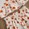 Ensembles de vêtements 0-24M Born Baby Girls Vêtements Tournesols Imprimer Sans manches Volants Gilet Tops Shorts 2pcs