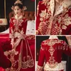 Ethnic Clothing Vintage Sequins Beaded Embroidery Tassel Marriage Suit Chinese Traditional Wedding Cheongsam Bride Bridegroom Qipao Dress