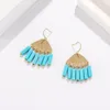 Dangle Earrings Fan Fringe Cylinder Turquoise Stone Tassel For Women 2023 Copper Bohemian Boutique Jewelry