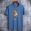 Herr t-skjortor roliga björn harajuku t-shirt för män sommar t-shirt kort ärm-skjorta herrkläder man