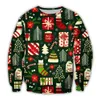 Weihnachtspullover Herbst/Winter essentialhoody Herren- und Damenpullover mit 3D-Druck, Weihnachtsmann, Elchelement, Paar-Rundhalsjacke