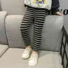 Hotsell Autumn cute girls cotton all-match striped leggings kids casual skinny pants children Render 210508