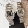 Relógio de alta qualidade brilhante anel de diamante relógio feminino hip quadrado mostrador romano designer relógio de quartzo pulseira de aço inoxidável relógio de negócios feminino