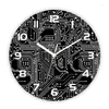 Horloges murales Minimaliste noir blanc gris gris ordinateur de circuit circuit électronique pour le génie technique des génies génies horloge