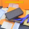 Designers ZIPPY WALLET Alta Qualidade Macio Couro Mens Mulheres Icônico Texturizado Moda Long Zipper Carteiras Moeda Bolsa Cartão Titular Wih Box Dust Bag 6 Cor 60017 A1