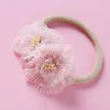 Hair Accessories Baby Princess Headwear Pink Floral Gauze Elastic Nylon Children's Headband Clips