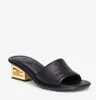 Najlepsze modne letnie kobiety borowca sandały buty szerokopasmowe skórzane slajdy złota rzeźbiarska pięta poślizg na mułach komfort spaceru EU35-43