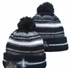 Hombres de punto con puños Pom Gorros de Nueva Orleans SIN sombreros Bobble Gorro de punto deportivo Lana lateral a rayas Gorros de béisbol cálidos Gorra para mujeres A13