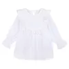 Bluzki damskie koszule wiosna letnie damskie bluzki i koszule puste haftowane luźna bluzka marszczona biała słodka koronkowa koszula D315 230406