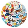 50PCS Cartoon Sailboat Stickers Colorful DIY Graffiti Stickers Mixed Phone Case Luggage Waterproof Decal