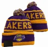 Gorros de lujo Lakers Beanie Los Ángeles LAL diseñador Invierno hombres mujeres Diseño de moda sombreros de punto otoño gorro de lana letra jacquard unisex cálido cráneo Deporte Gorro de punto A14