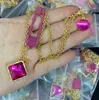 Pink New Square Diamond Pin Medusa Necklace Hairpin Ring Clavicular Necklace Designer Jewelry wedding Women Accessories Gifts XMN4M01