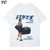 Erkek Tişörtler Hip Hop Sokak Giyim Harajuku T Shirt Kız Japon Kanji Baskı Tshirt CC Yaz Mens Kısa Kollu Pamuklu Büyük Boy T-Shirt 230406