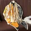 Scarves Design Print Hijab Beach Stoles Fashion Satin Shawl Square Silk Scarf Women Wrap Headkerchief Large Big Spring Bandana 2023