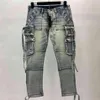 Amirs designer hommes jeans Amirs nouvelle rue haute Multi Pocket vieux bleu vêtements de travail locomotive lavage ruban jeans marée marque poiso291V