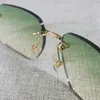 Lunettes de soleil d'extérieur de luxe à la mode Forme de lentille Sans monture Hommes Accessoires Lunettes claires en plein air Cadre en métal pour lire des lunettes Nuances Femmes 130Kajia