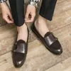 Dress Shoes British Men's Black Brown Monk Strap Oxford Leather Moccasins Wedding Prom Homecoming Party Footwear Zapatos Hombre