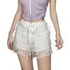 Kvinnors shorts sommar spets blommig vit elastisk band bow strand streetwear