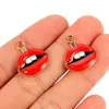 Charms 10st/Lot Red Rose Teeth Lips Emalj Drop Oil Eloy Armband Earring Keychain Pendants DIY smycken Tillbehör JY059