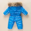 Hotsell Winter warm baby rompers Jumpsuit Children duck down overalls Snowsuit toddler kids boys girls fur hooded romper costume clothes 201