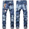 Jean Slim en détresse pour hommes mode hommes jean Slim fermeture éclair hommes Denim pantalon Hip Hop Top qualité hommes peinture Jeans245A