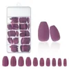 False Nails 240pcs Quality Elegant White/Red/Purple Matte Fake Full Cover Short Ballerina Press On Nail Tips InBox Free Drop