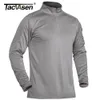 T-shirts pour hommes TACVASEN avec poche zippée T-shirts à manches longues pour hommes T-shirts tactiques 14 chemises à col zippé Tops militaires à séchage rapide Homme 230406