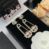 Marque Designer Channel Boucles d'oreilles Stud pour femmes plaqué or 18 carats 925 lettres d'aiguille en argent géométrique ronde strass perle boucle d'oreille bijoux de fête de mariage