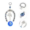 Keychains Lanyards L Turkish Blue Evil Eye Keychain Amet Elephant Horseshoe Car Rear View Mirror Ornament Purse Pendant Good Luck Keyr Ambei